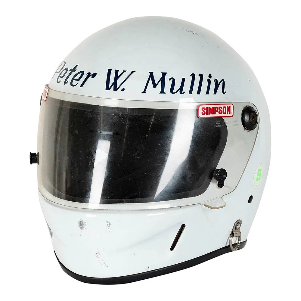 Peter W. Mullin's white Simpson racing helmet